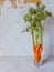 Bright and juicy carrots in a glass glass