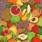 Bright juicy fresh fruits seamless pattern