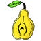 Bright and juicy illustration of a pear on a white background.