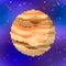 Bright Jupiter, cute planet in pixel art style on space background