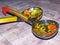 Bright Khokhloma spoons. Khokhloma is an ancient Russian folk craft of the XVII century.