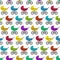 Bright kids pattern with colorful baby prams