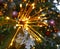 Bright lanterns on the garland glow on the tree