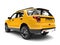 Bright lemon yellow modern SUV - tail view