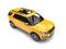 Bright lemon yellow modern SUV - top down shot
