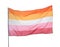 Bright lesbian flag fluttering on background