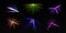 Bright light beams, laser rays, neon glow effect