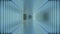 Bright light blue corridor. Design. A long rectangular corridor in abstraction that moves with iridescent colors.