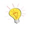 Bright light bulb in doodle style isolated on white background. Big idea, brainstorming or innovation concept.