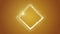 Bright light source draws a square frame of particles on a gradient golden background. Animation with free space in the