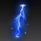 Bright lightning on transparent background. Electric flash. Thunder bolt and lightning. Vector illustration