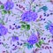 Bright lilac hydrangeas flower on a purple background in a seamless pattern