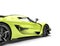 Bright lime green race super car - rear wheel shot