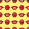 Bright lips patch vector seamless pattern