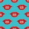 Bright lips patch vector seamless pattern