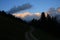 Bright lit cumulus clous at sunset