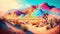 Bright and lively desert landscape illustration