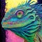 Bright lizard, ornate reptile, colorful close-up portrait