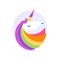 Bright logo. Unicorn with a colorful mane and horn