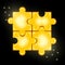 Bright lovely glowing golden puzzles. Gold bar.