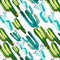 Bright lovely sophisticated mexican hawaii tropical floral herbal summer green diagonal pattern of a cactus paint like child vecto