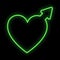 Bright luminous green festive digital neon sign for a store or card beautiful shiny with love hearts in the form of a male gender