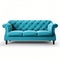 Bright Luster Blue Couch With Wooden Stand - High Quality Sofa