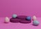 Bright magenta, neon pink 3D rendering of Easter themed product display