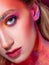 Bright makeup and face art, close-up portrait. Creative makeup,