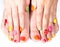 Bright manicure and pedicure