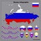 Bright Map of Russia collection. Set illustration with map, flag, buttons and navigation web buttons