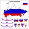 Bright Map of Russia. Set illustration with map, flag, buttons and navigation web buttons.