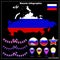 Bright Map of Russia. Set illustration with map, flag, buttons and navigation web buttons.