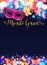 Bright Mardi Gras poster template with bokeh