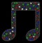 Bright Mesh 2D Music Notes with Flash Spots