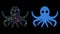 Bright Mesh 2D Octopus Icon with Light Spots