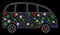 Bright Mesh Wire Frame Minibus with Flash Spots