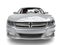 Bright metallic silver modern fast car - front view closeup shot