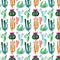 Bright mexican hawaii tropical green floral herbal summer pattern of a different colorful cacti with flowers vertical pattern wate