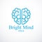 Bright Mind vector logo or icon with human anatomical brain.