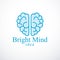 Bright Mind vector logo or icon with human anatomical brain. Thinking and brainstorming concept.