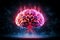 Bright mindscape Neon brain head in vaporwave synthwave retrowave style