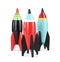 Bright modern toy rockets isolated