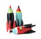 Bright modern toy rockets isolated. Back to school