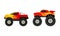 Bright Monster Trucks with Oversized Tires Vector Set