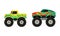 Bright Monster Trucks with Oversized Tires Vector Set