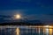 The bright moon shines over Llandudno promenade