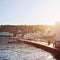 Bright Morning Sun on the Dock of Mykonos Town