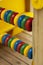 Bright multi colored children`s reading room close-up