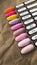 Bright multi-colored design of manicure.Multicolored manicure close up